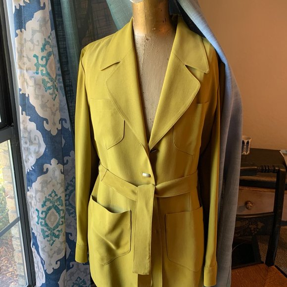 Dana Buchman 100% silk Jacket Chartreuse - Picture 1 of 7